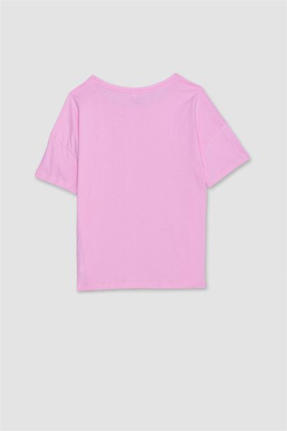 طقم بيجاما بناتي بينك قصة عادية كم طويل من Fall in Love - قطعتين