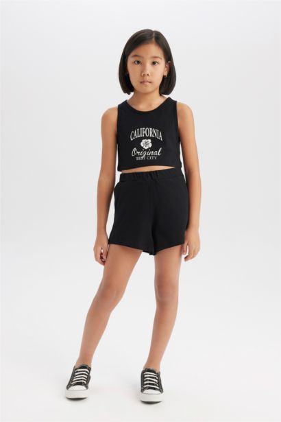 Комплект для девочек из 2 предметов майка с принтом шорты