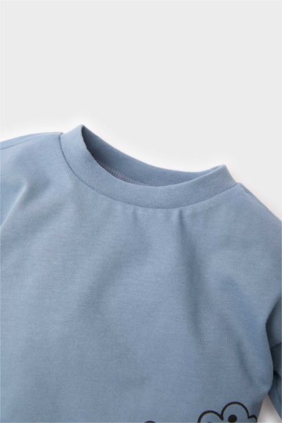 T-shirt imprimé animaux à col rond et manches longues pour bébé garçon