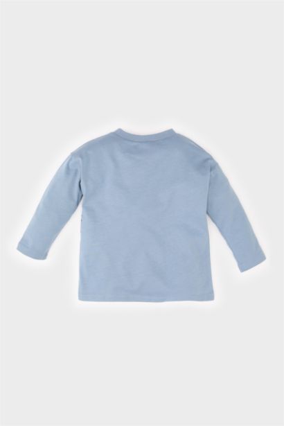 T-shirt imprimé animaux à col rond et manches longues pour bébé garçon