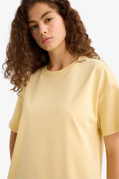 تيشيرت اوفر سايز نص ردن ياخة مستديرة