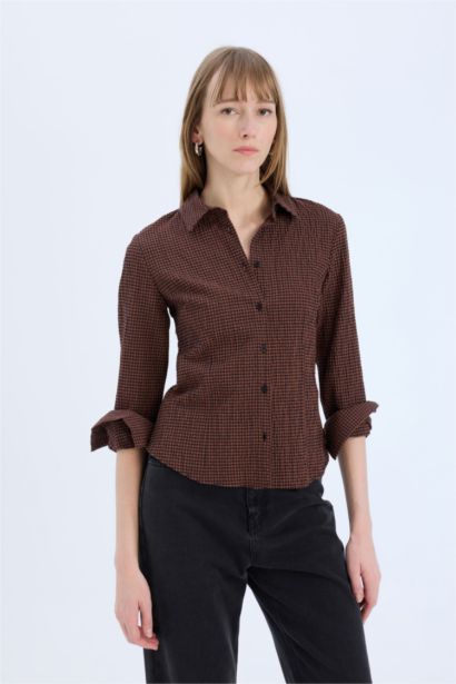 قميص كاروهات ردن طويل سليم فيت