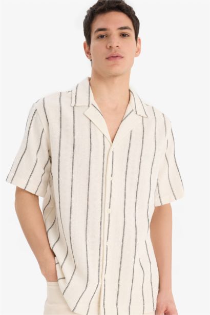 Regular Fit Open Collar Summer Striped Shirt