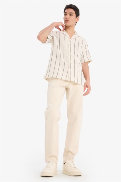 Regular Fit Open Collar Summer Striped Shirt