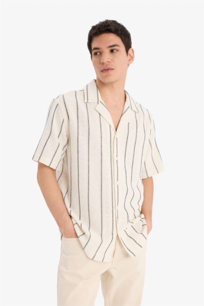 Regular Fit Open Collar Summer Striped Shirt