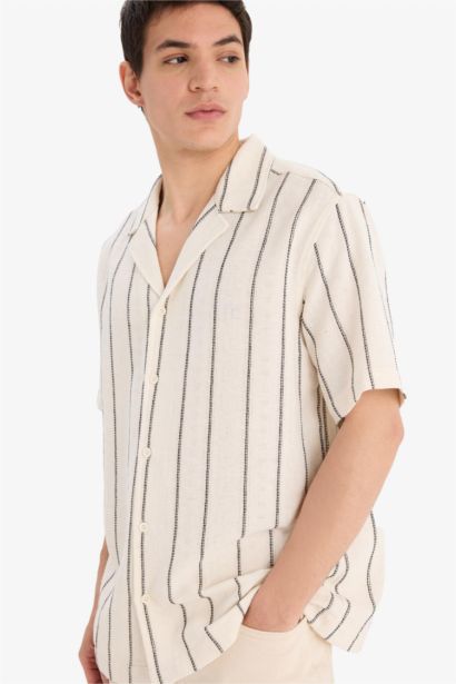 Regular Fit Open Collar Summer Striped Shirt