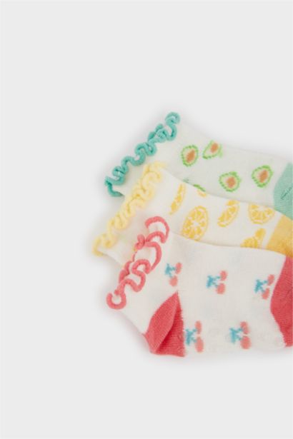 Lot de 3 Chaussettes en coton imprimés fruits pour bébé fille