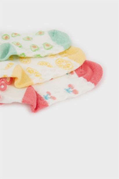 Lot de 3 Chaussettes en coton imprimés fruits pour bébé fille