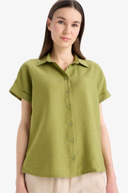 Regular Fit Shirt Collar Short Sleeve Shirt