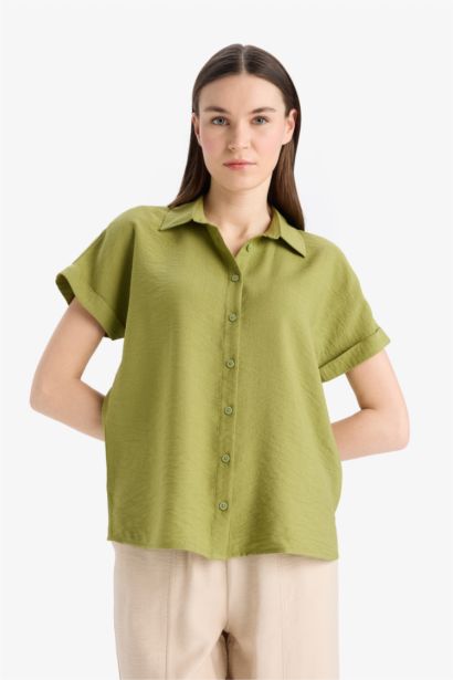 Regular Fit Shirt Collar Short Sleeve Shirt