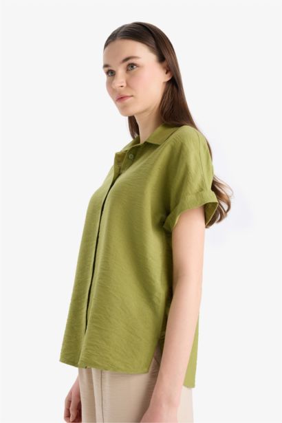 Regular Fit Shirt Collar Short Sleeve Shirt