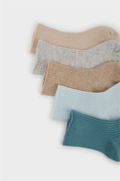 Kaydırmaz Taban 5'li Pamuklu Uzun Çorap Erkek Bebek