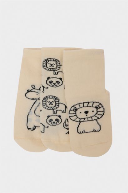 Lot de 3 Chaussettes longues en coton à semelle antidérapante pour bébé garçon