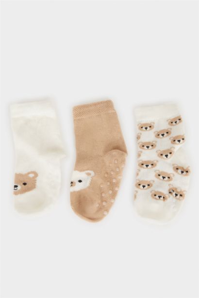 Baby Boy Non-Slip Sole 3 Piece Cotton Long Socks