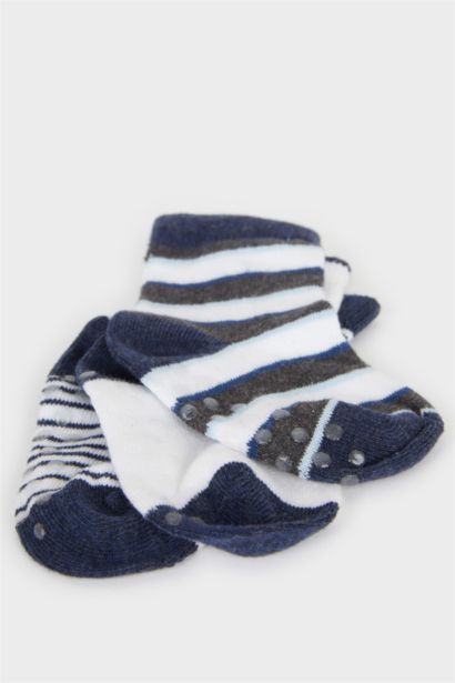 Baby Boy Non-Slip Sole 3 Piece Cotton Long Socks
