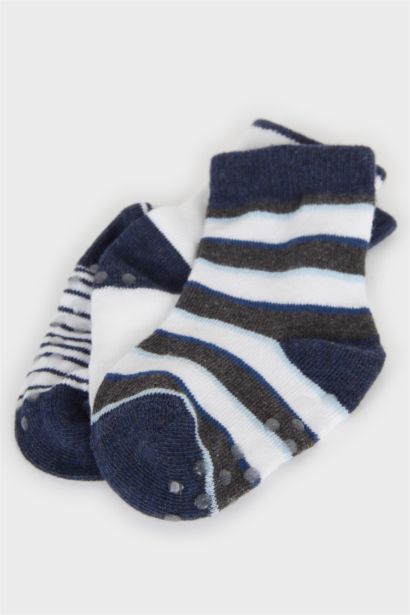 Baby Boy Non-Slip Sole 3 Piece Cotton Long Socks