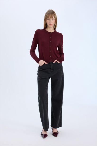 Regular Fit Crew Neck Cardigan