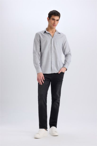 Modern Fit Polo Neck Basic Long Sleeve Shirt