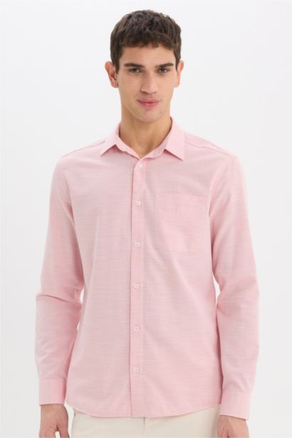 Modern Fit Polo Neck Basic Long Sleeve Shirt