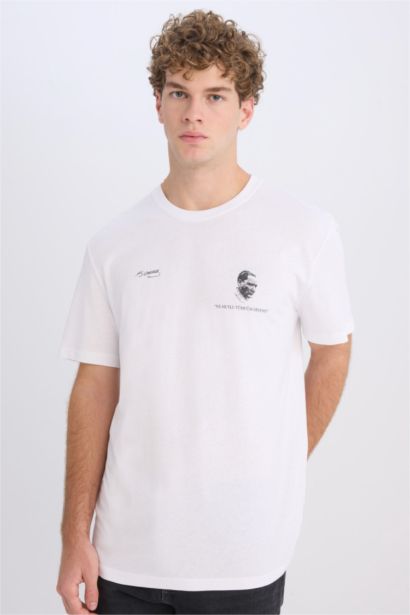 %100 Pamuk Regular Fit Bisiklet Yaka Atatürk Baskılı Kısa Kollu Tişört