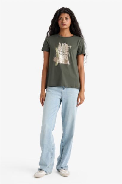 تيشيرت نص ردن قصة مريحة بياخة مستديرة