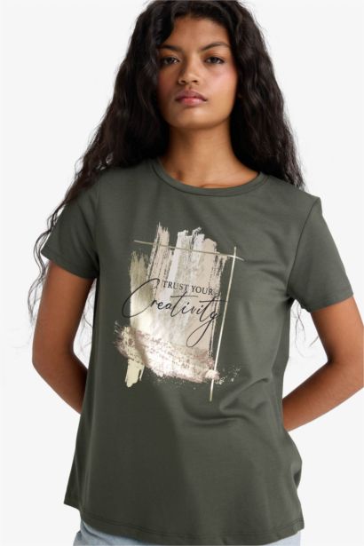 تيشيرت نص ردن قصة مريحة بياخة مستديرة