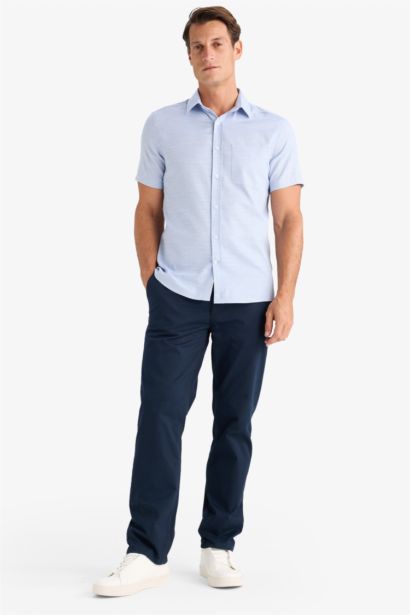 Modern Fit Yazlık Polo Yaka Basic Düz Kısa Kollu Gömlek