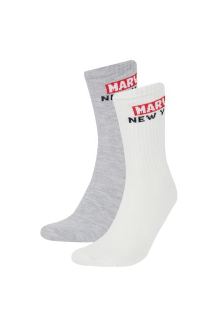 جوارب طويلة قطن مطبوع من مارفل - قطعتين