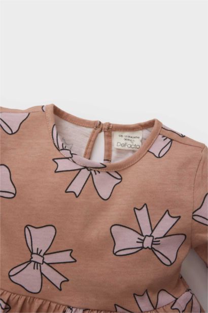 Robe longue à manches longues avec imprimé nœuds pour bébé fille