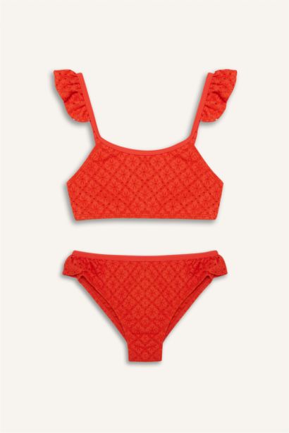 طقم بكيني بناتي مكشكش - قطعتين