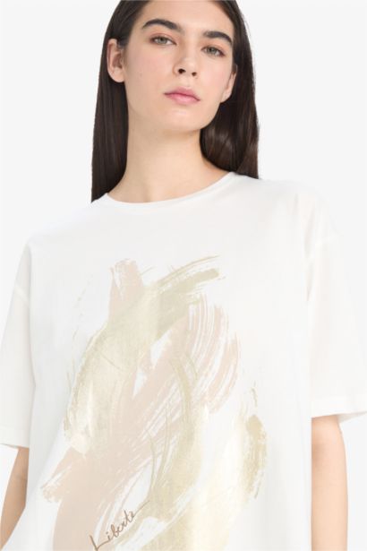 %100 Pamuk Regular Fıt Baskılı Penye Tişört