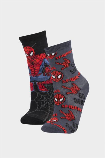 Lot de 2 paires de Chaussettes longues en coton Spiderman pour garçon