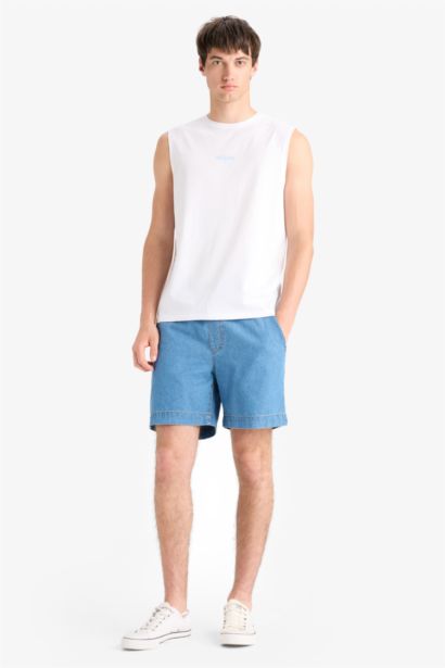 فانيلة قصة عادية قطن مطبوع بياخة مستديرة