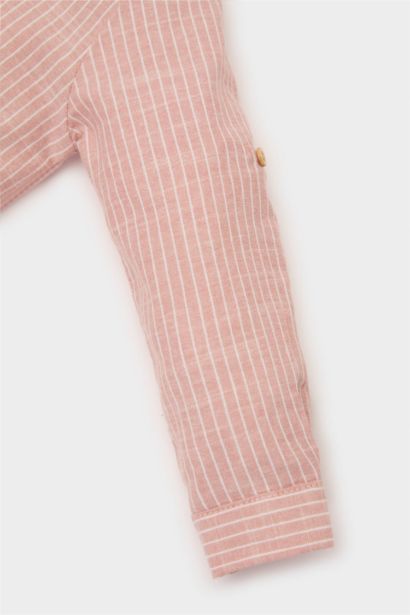 Flamlı Poplin Uzun Kollu Çizgili Gömlek Erkek Bebek