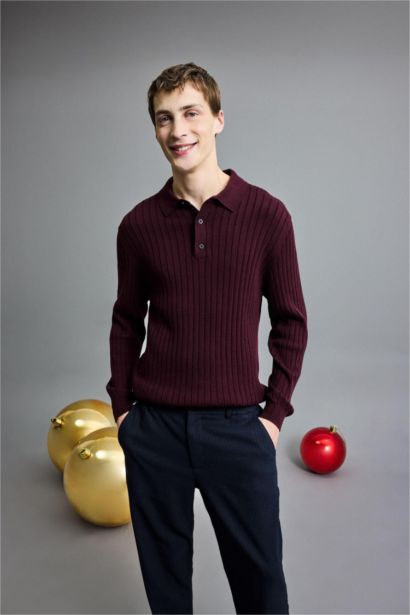 Standard Fit Polo Collar Knitwear Pullover