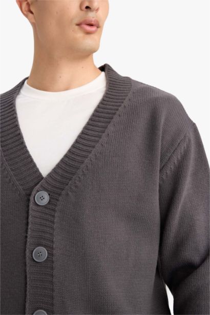 Cardigan en maille à col en V boutonné Coupe décontractée