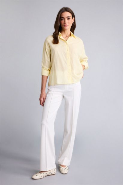 Рубашка оверсайз из вуали в полоску с рубашечным воротником и длинным рукавом