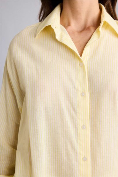 Рубашка оверсайз из вуали в полоску с рубашечным воротником и длинным рукавом