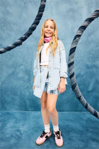 جيب شورت جينز بناتي قطن