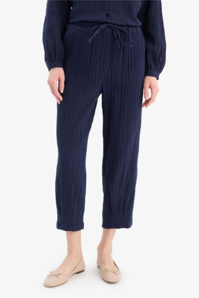 Basic Pocketed Muslin Harem Trousers