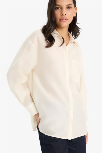 Chemise oversize en modal à manches longues