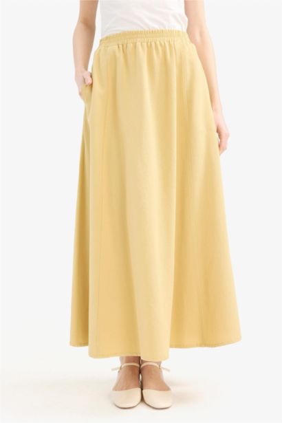 A Line Linen Blend Maxi Skirt