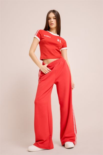 Wide Leg Thick Sweatshirt Fabric Trousers