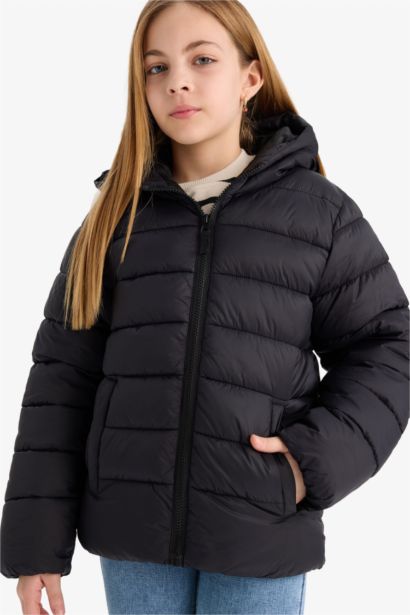 Girl Hooded Water Repellent Zippered Puffer Jacket