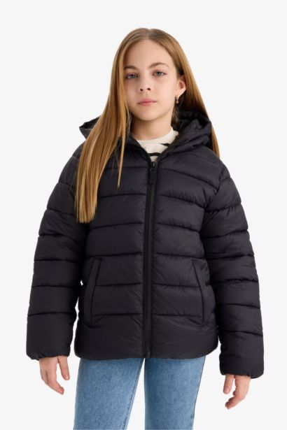 Girl Hooded Water Repellent Zippered Puffer Jacket