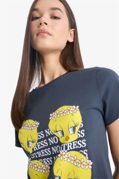 %100 Pamuk Looney Tunes Regular Fıt Baskılı Tişört