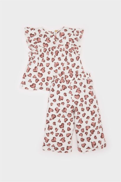 Комплект для девочки (2 предмета): футболка с коротким рукавом с леопардовым рисунком и брюки с эластичной талией