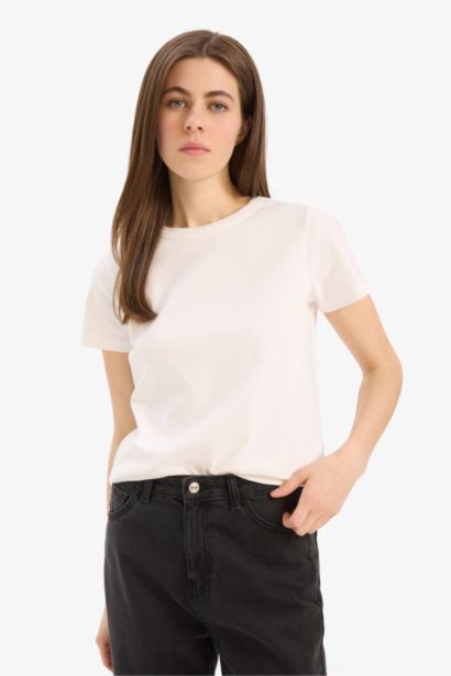 Regular Fit Crew Neck Basic Short Sleeve T-Shirt