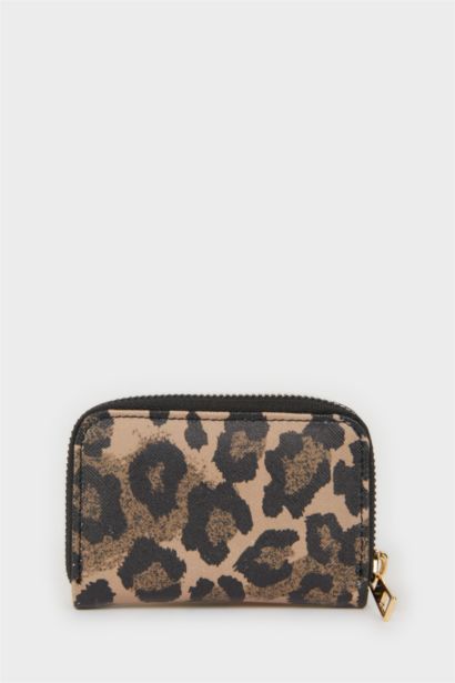 Женский кошелек для мелочи с леопардовым рисунком