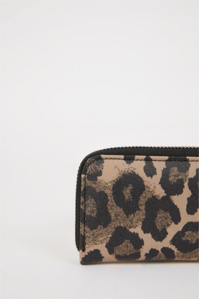 Женский кошелек для мелочи с леопардовым рисунком